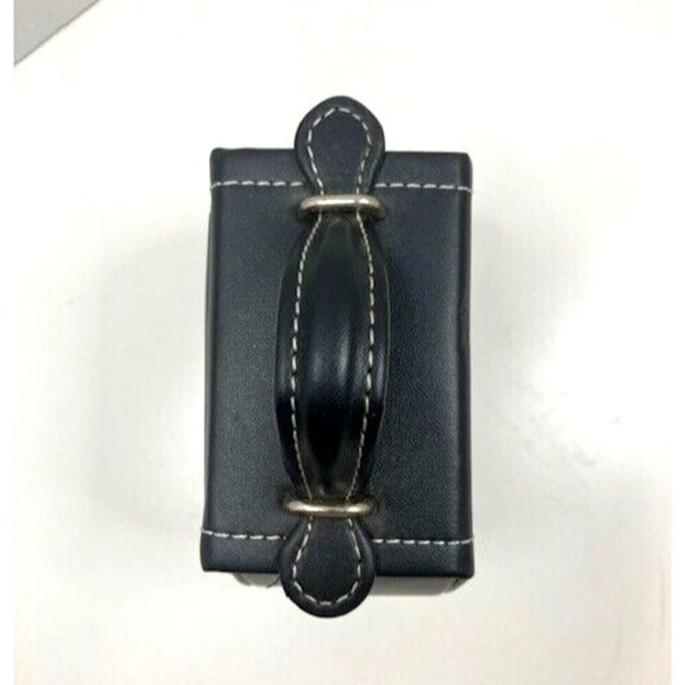 New Black Leather Travel Jewelry Case Mirror, Hard Outer Snap Case - Picture 9 of 13